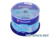 Verbatim CD-R 700Mb 52x DL Crystal AZO 50шт Cake Box 5802119