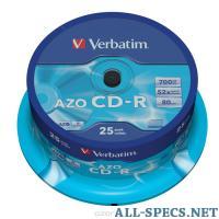 Verbatim CD-R 700 Mb 52x, 25шт, Cake Box (43352) 5802173